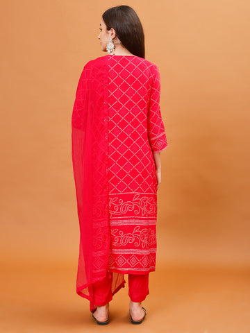 Gota Work Cotton Kurta With Pants & Dupatta