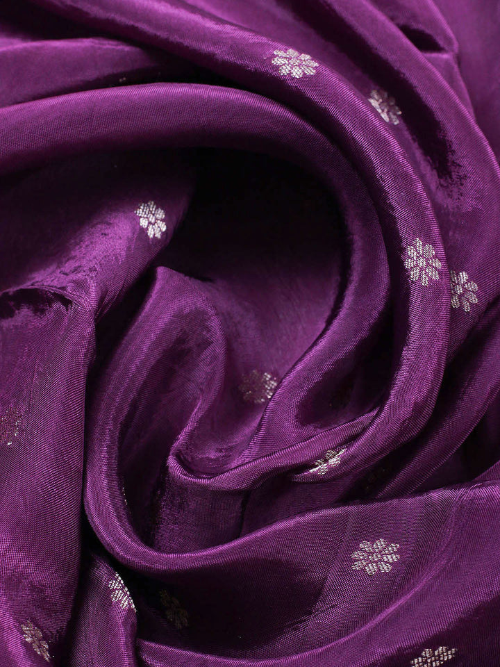 Embroidered Chanderi Unstitched Suit With Pant &amp; Dupatta