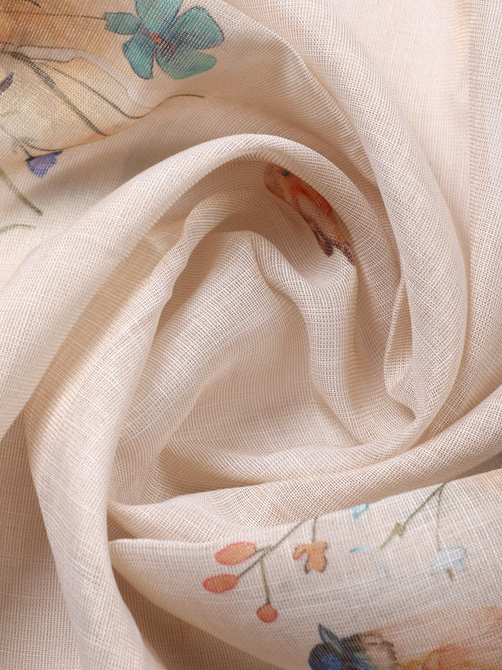 Printed Cotton Blend Unstitched Suit With Pant &amp; Dupatta
