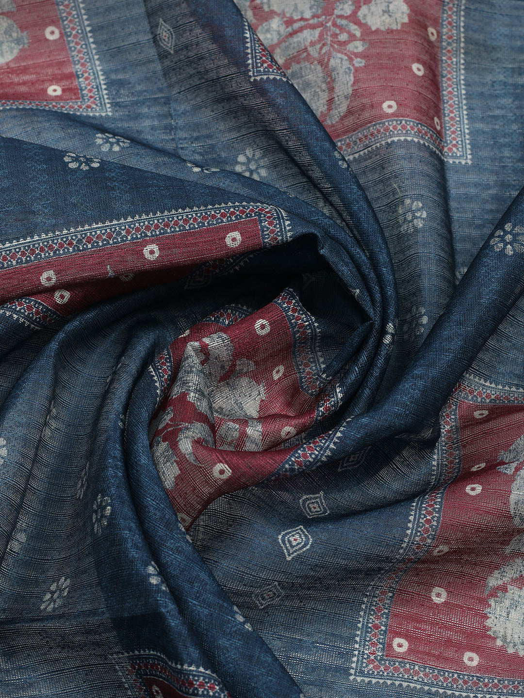 Printed Cotton Blend Unstitched Suit With Pant &amp; Dupatta