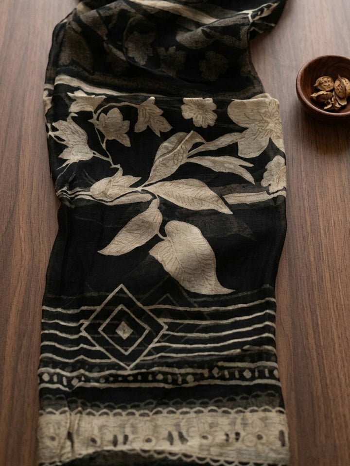 Printed Cotton Blend Unstitched Suit With Pant &amp; Dupatta