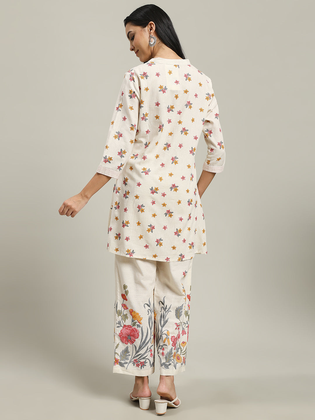 Printed Cotton Blend Kurta With Pants