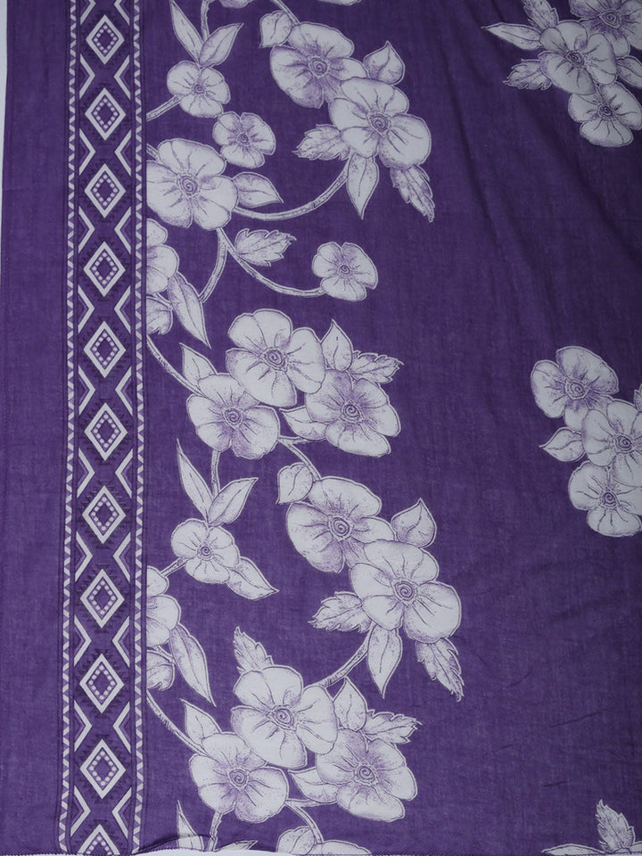Printed Cotton Blend Suit With Pant &amp; Dupatta