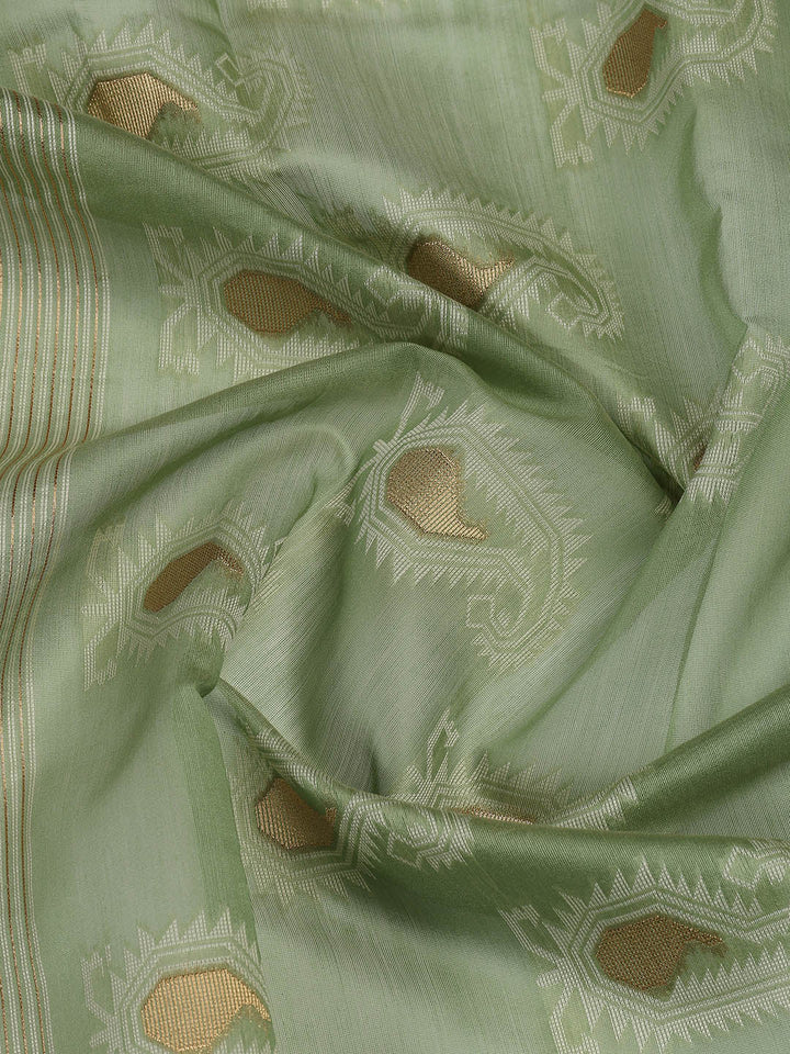 Jamdani Work Chanderi Unstitched Suit Piece With Dupatta
