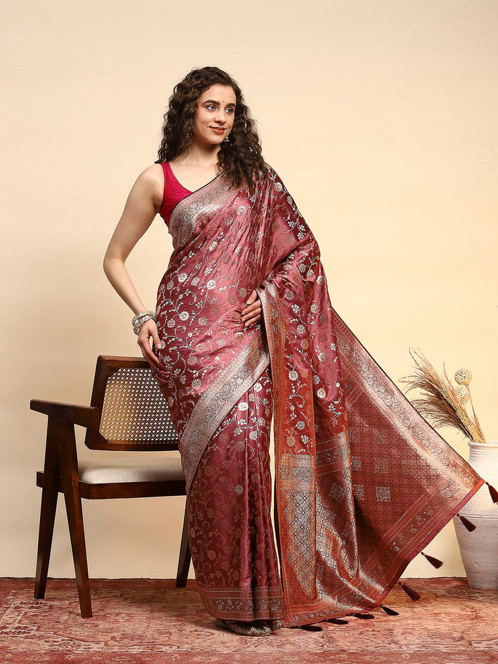 Embroidered Satin Saree