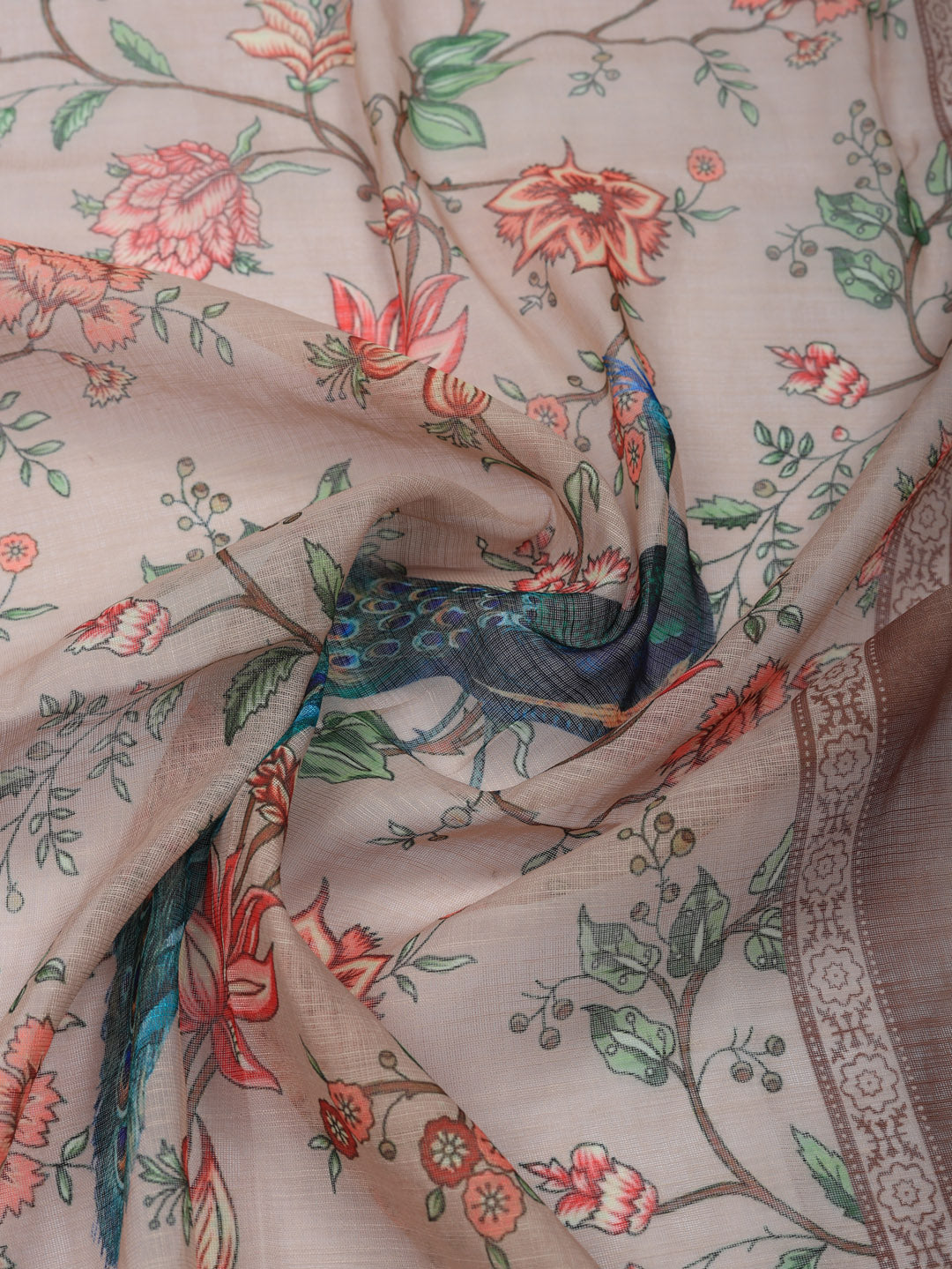 Embroidered Cotton Blend Unstitched Suit With Pant &amp; Dupatta