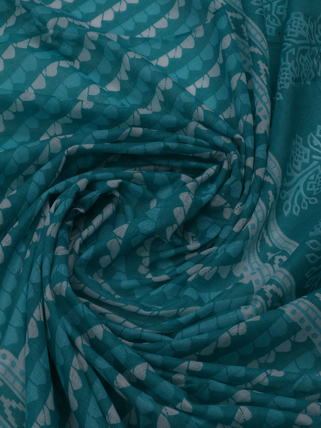 Printed Cotton Blend Unstitched Suit With Dupatta