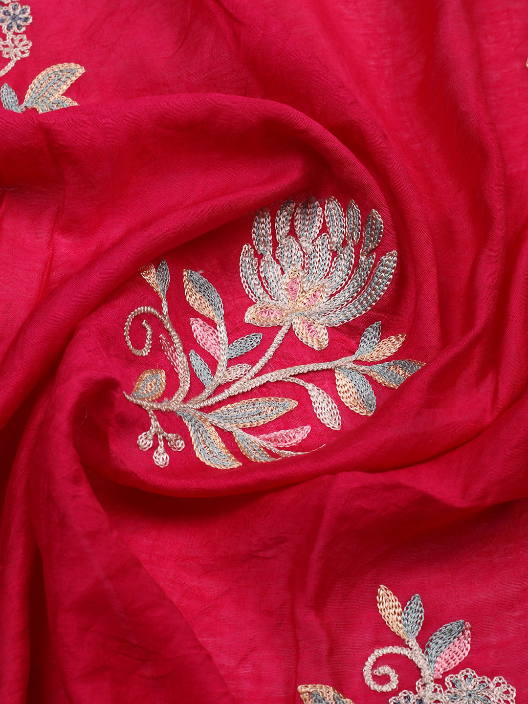 Embroidered Cotton Blend Unstitched Suit With Pant &amp; Dupatta