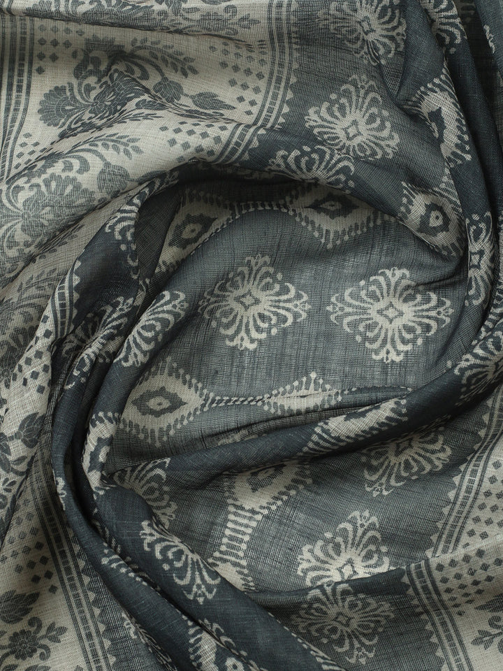 Embroidered Cotton Blend Unstitched Suit With Pant &amp; Dupatta