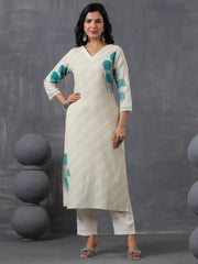 Printed Cotton Kurta With Pants & Dupatta