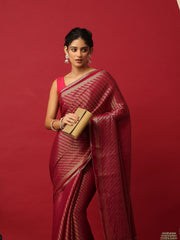Plain Crepe Wine Saree