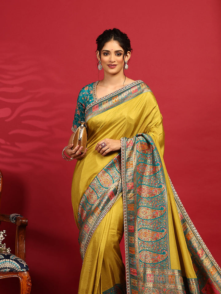 Embroidered Dola Silk Saree