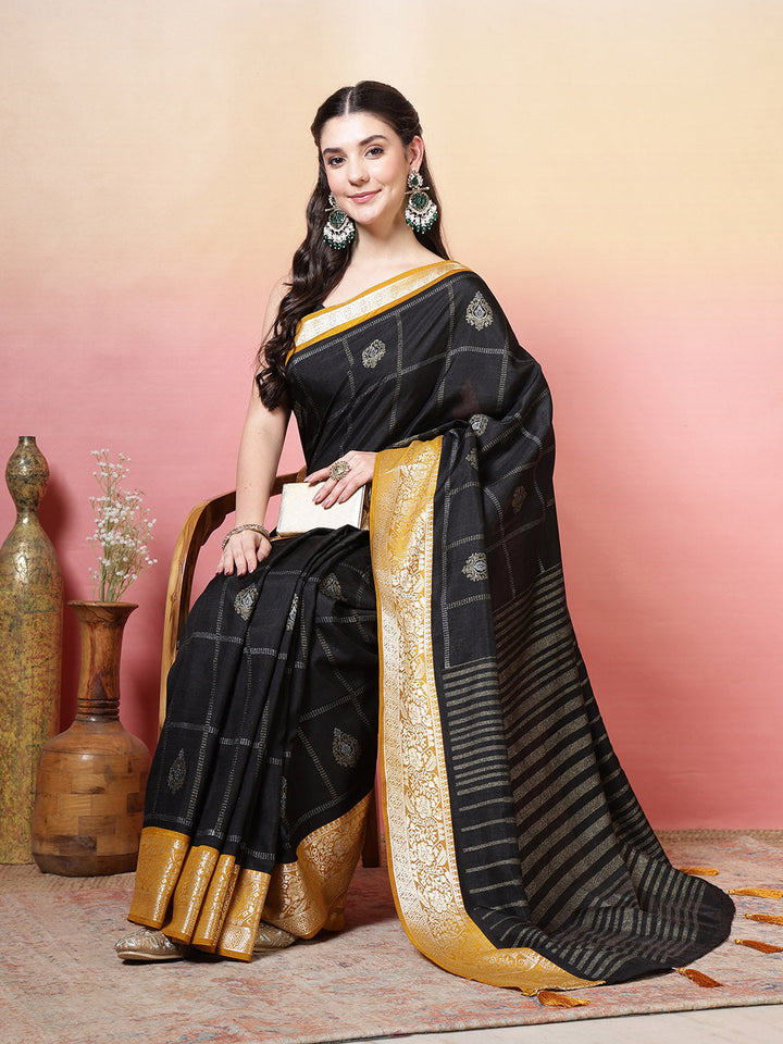 Abstract Printed Art Silk Saree