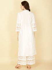 Thread Embroidery Cotton Kurta With Pants