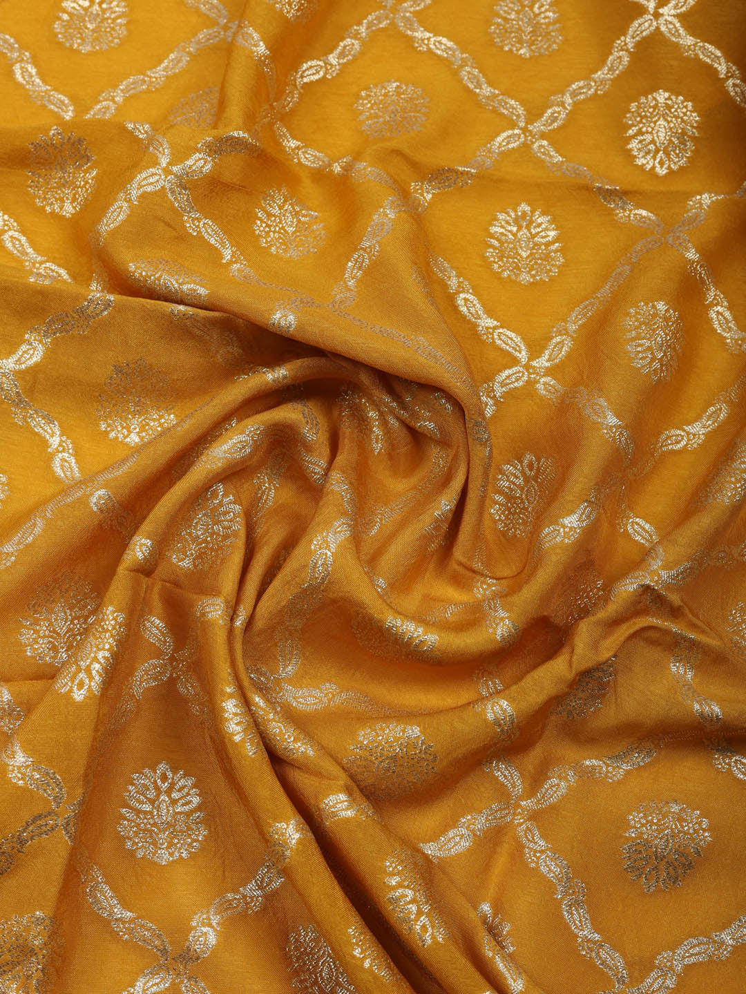 Embroidered Chanderi Unstitched Suit With Pant &amp; Dupatta