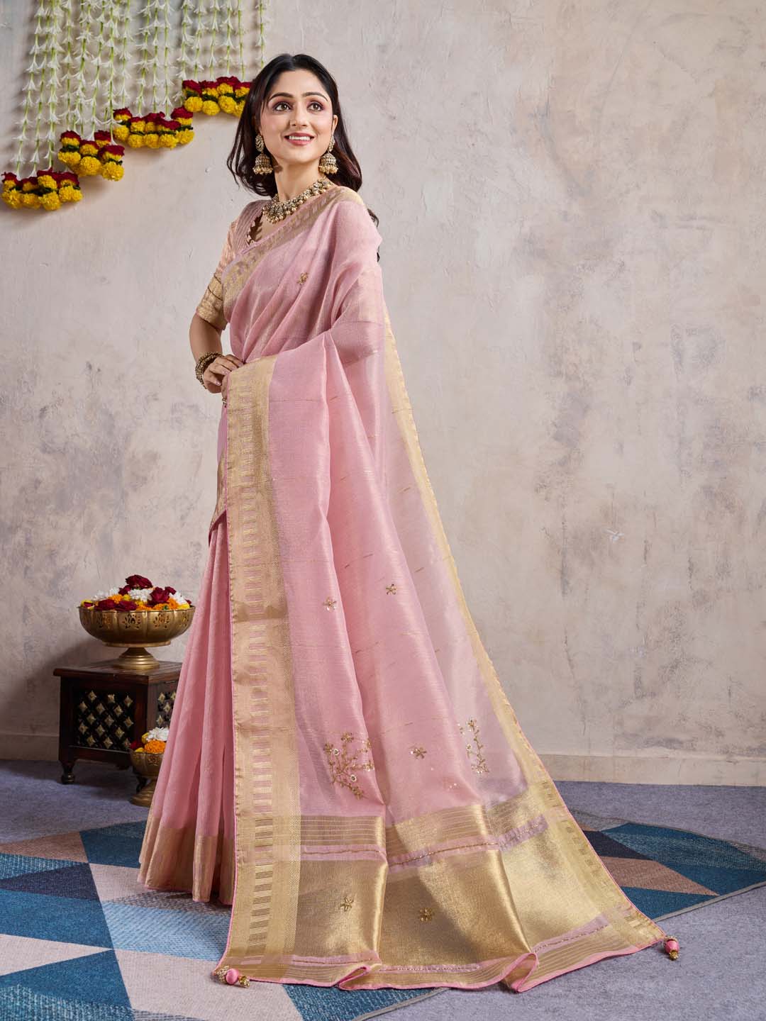 Woven Border Linen Saree
