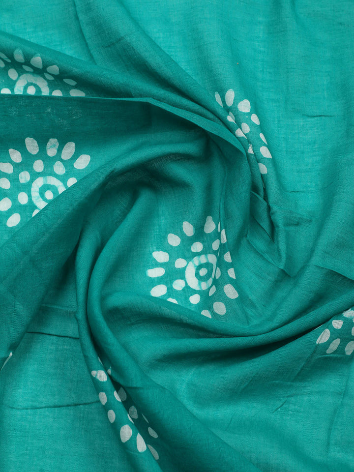 Printed Cotton Blend Unstitched Suit With Pant &amp; Dupatta