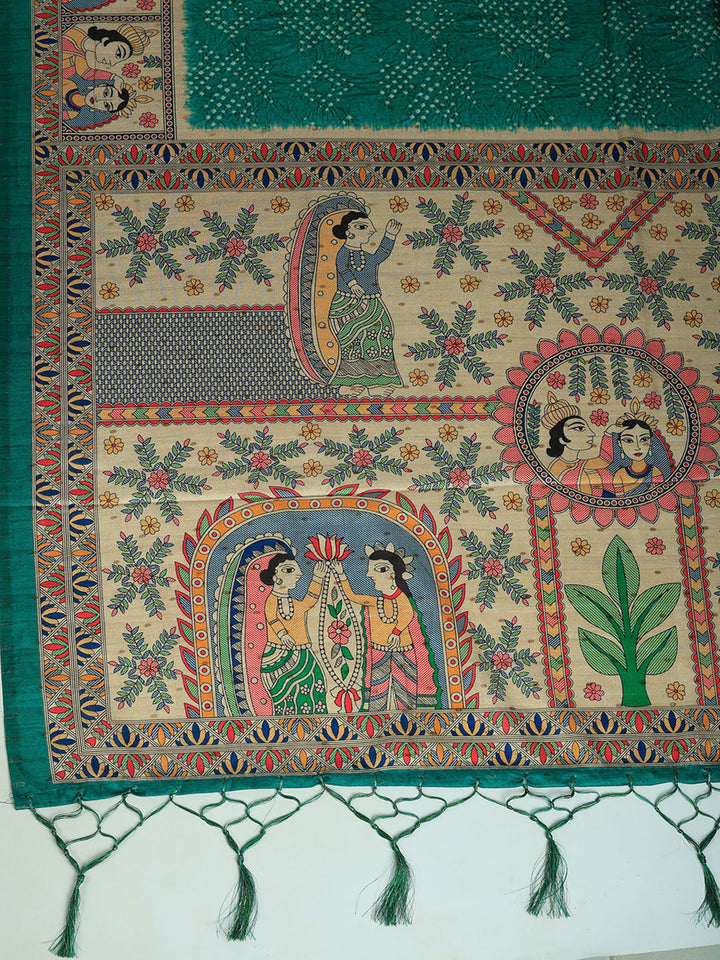 Printed Tussar Silk Saree