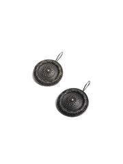 Round Silver Oxidized Earring