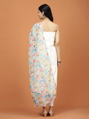 Neck Printed Cotton Unstitched Suit Piece With Dupatta