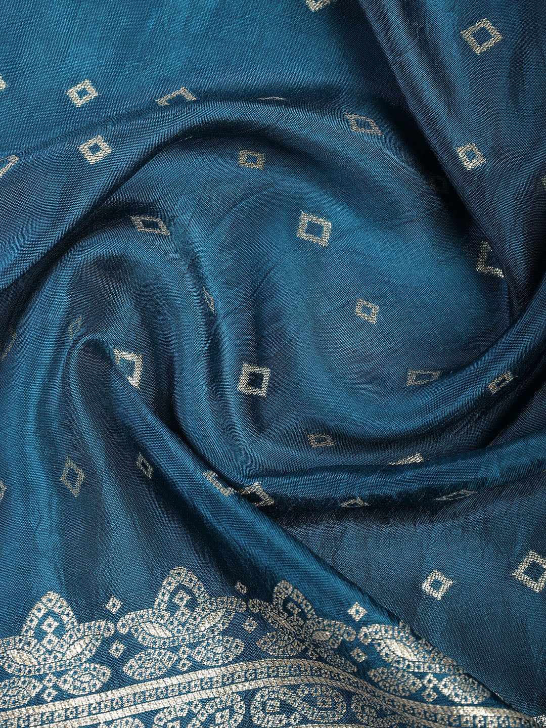 Embroidered Art Silk Unstitched Suit Piece With Dupatta