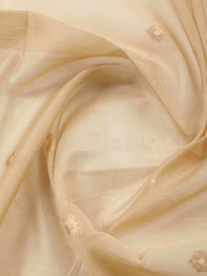 Printed Chanderi Unstitched Suit With Pant &amp; Dupatta