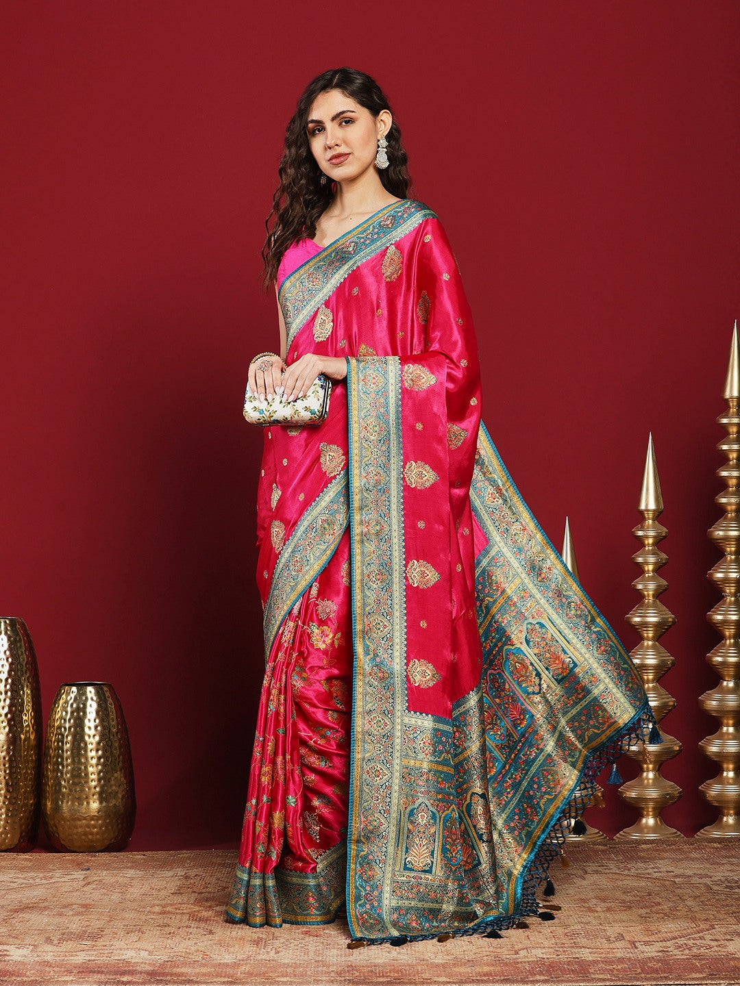 Woven Design Satin Saree