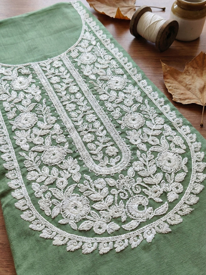 Embroidered Cotton Blend Unstitched Suit With Pant &amp; Dupatta