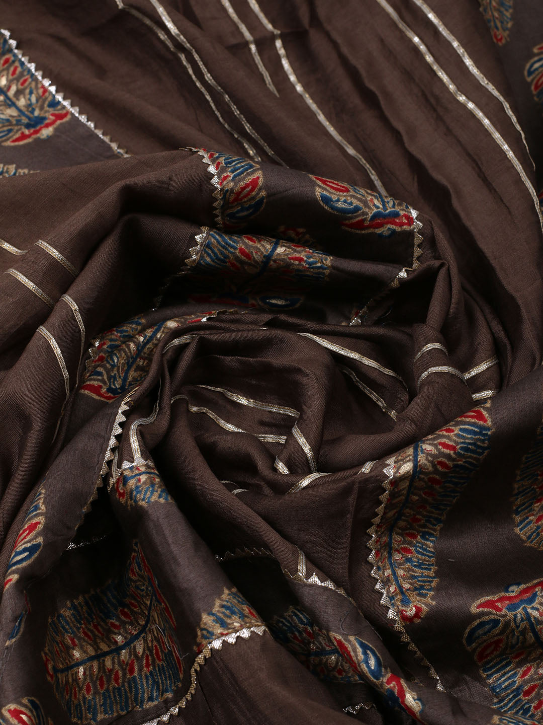 Neck Patti Cotton Blend Unstitched Suit With Dupatta