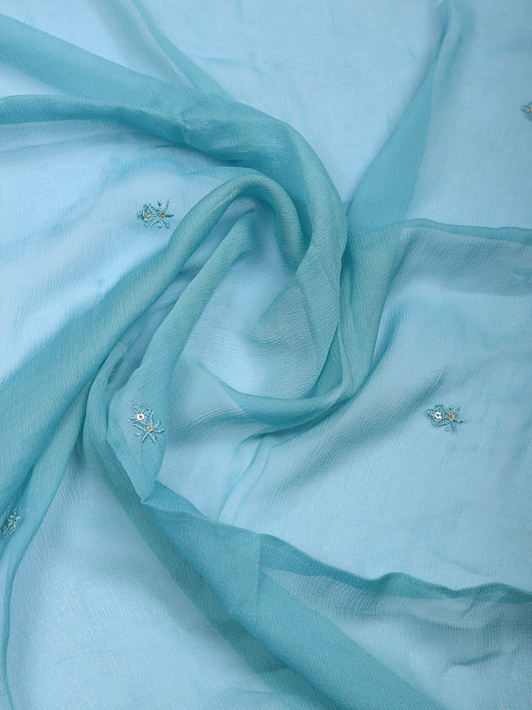 Embroidered Chanderi Unstitched Suit With Pant &amp; Dupatta