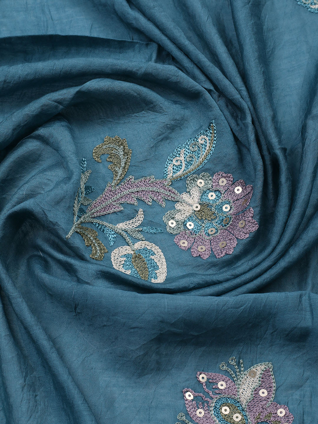Embroidered Muslin Unstitched Suit With Pant &amp; Dupatta