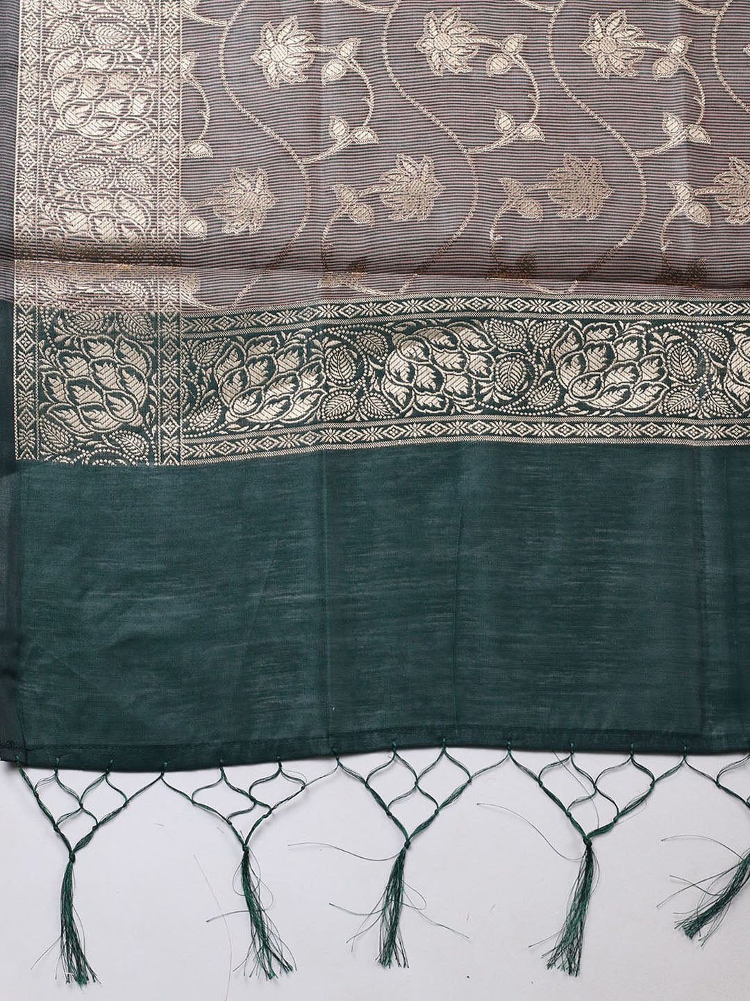 Banarasi Chanderi Unstitched Suit With Pant &amp; Dupatta