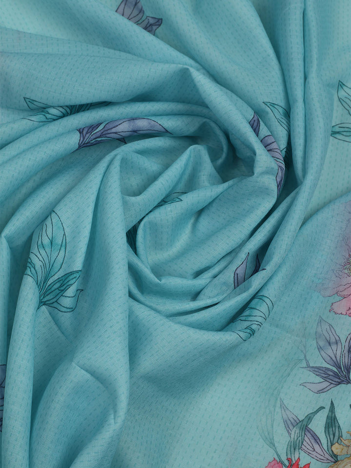 Printed Cotton Unstitched Suits Printed Suit With Pant &amp; Dupatta