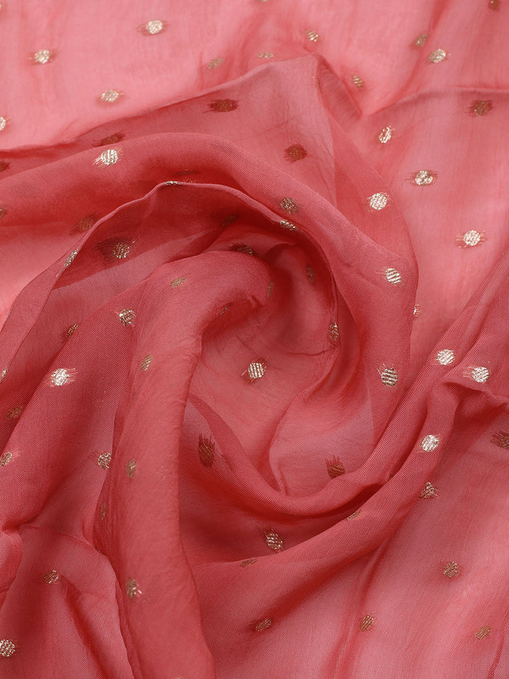 Embroidered Chanderi Unstitched Suit With Pant &amp; Dupatta