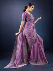 Stone Embroidery Organza Saree