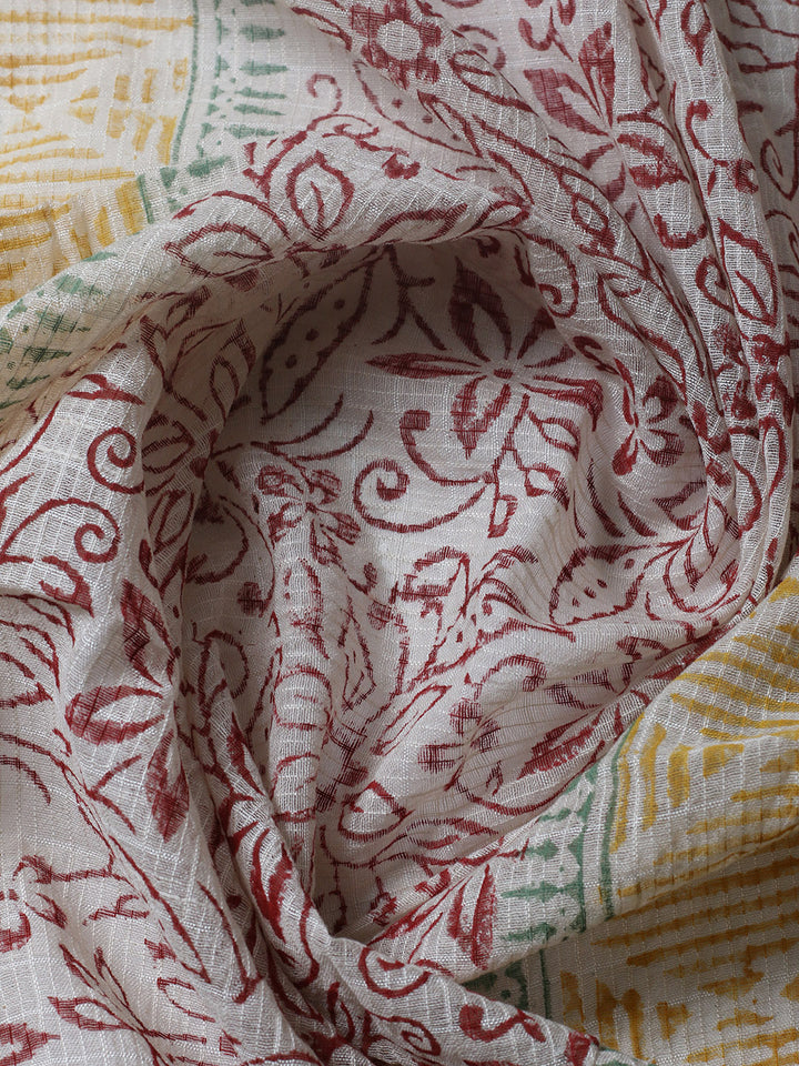 Aqua Green Printed Cotton Blend Unstitched Dress Material