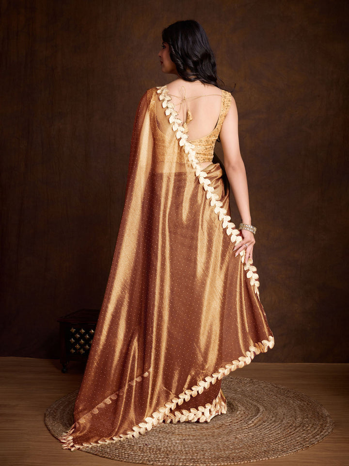Stone Embroidery Tissue Saree