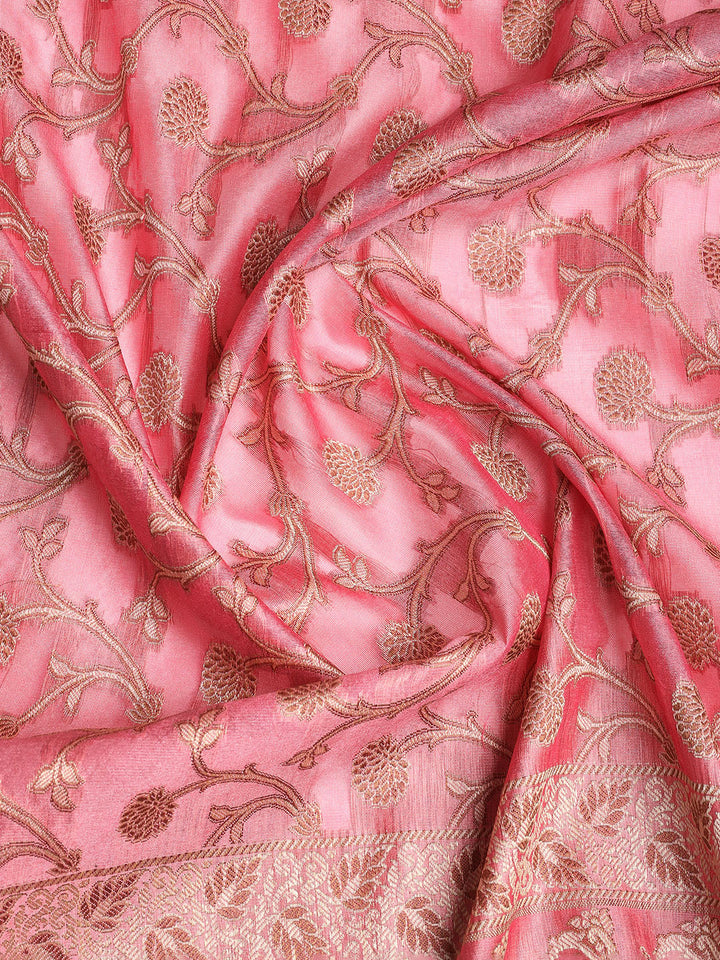 Woven Banarasi Chanderi Unstitched Suit With Dupatta