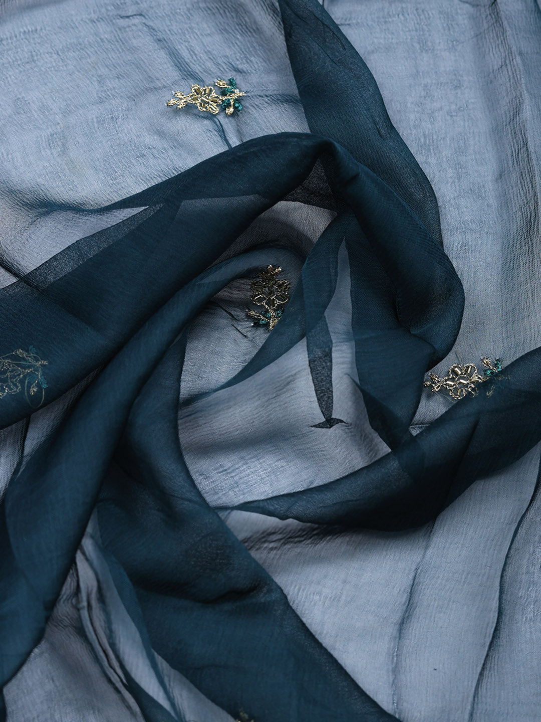 Embroidered Tissue Unstitched Suit With Pant &amp; Dupatta