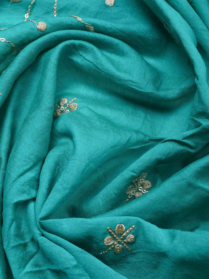 Embroidered Cotton Unstitched Suit With Pant &amp; Dupatta