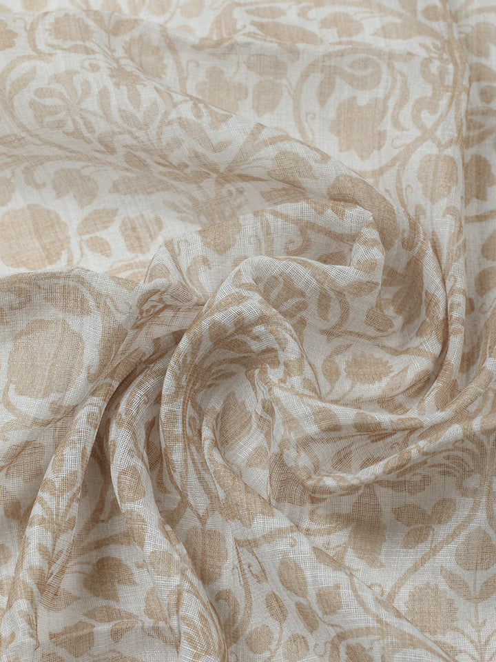 Embroidered Linen Blend Unstitched Suit With Pant &amp; Dupatta