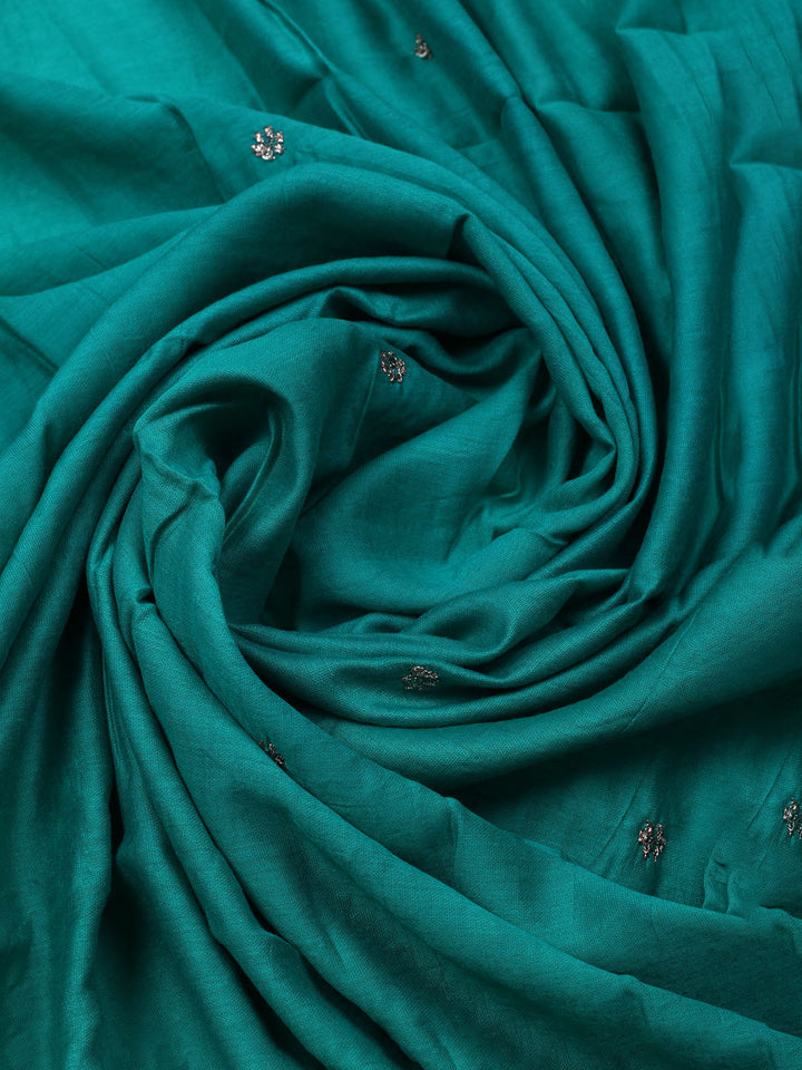 Neck Embroidered Chanderi Unstitched Suit With Dupatta