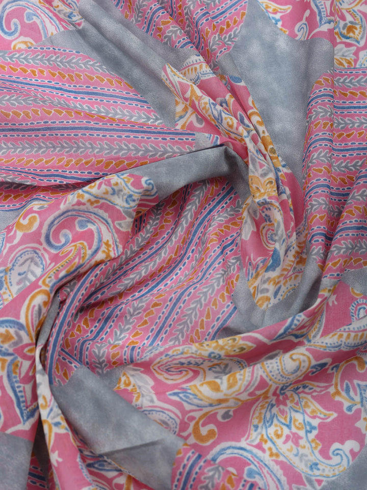 Embroidered Cotton Blend Unstitched Suit With Pant &amp; Dupatta