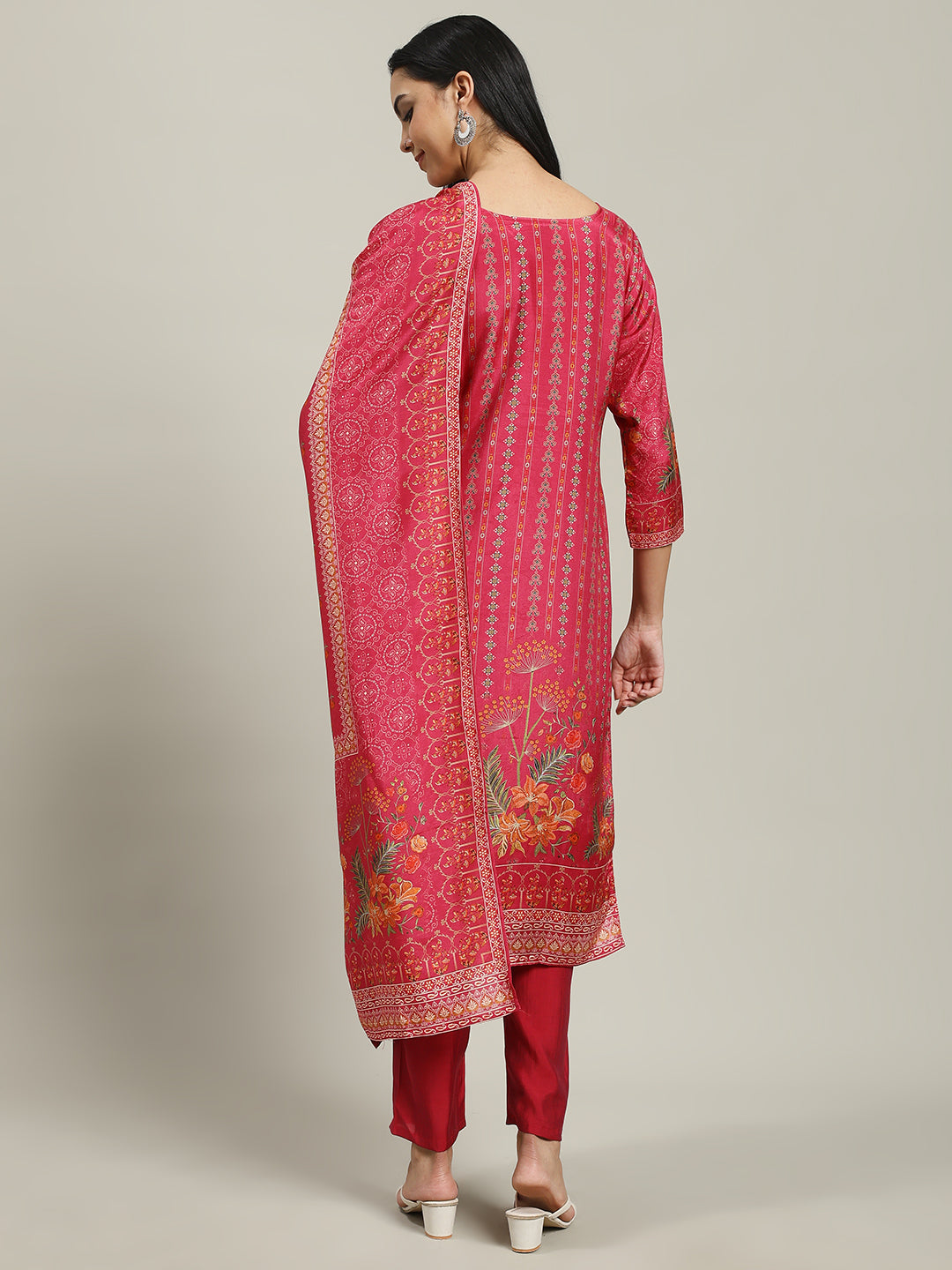 Printed Muslin Kurta With Pants & Dupatta
