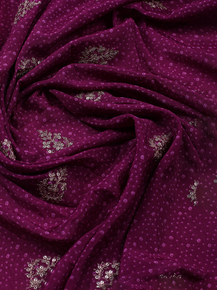 Embroidered Art Silk Unstitched Suit With Dupatta