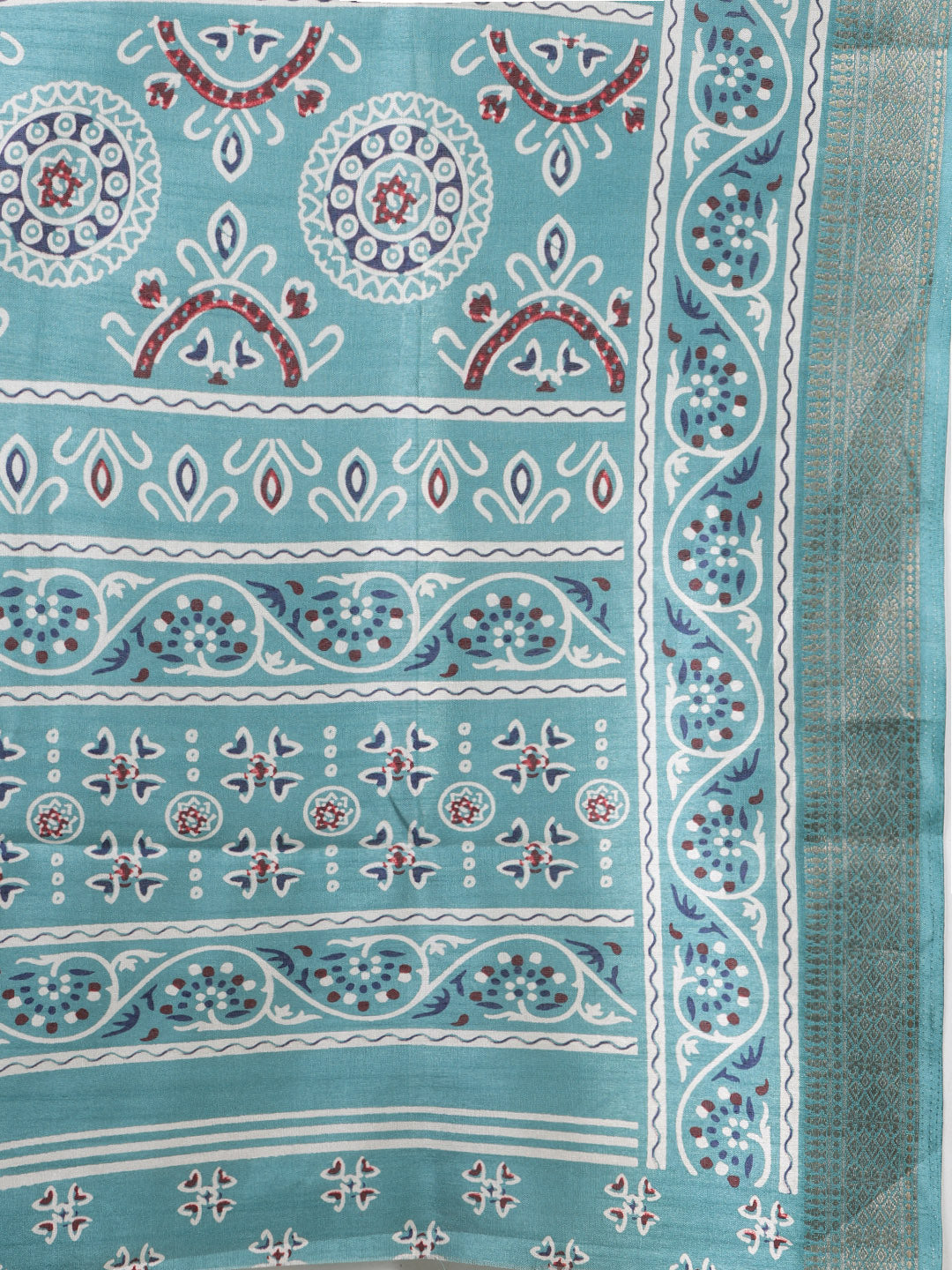 Ajrak Printed Dola Cotton Woven Saree
