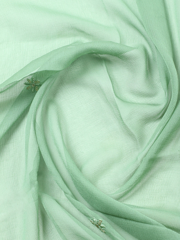 Embroidered, Cotton Blend Unstitched Suit With Pant &amp; Dupatta