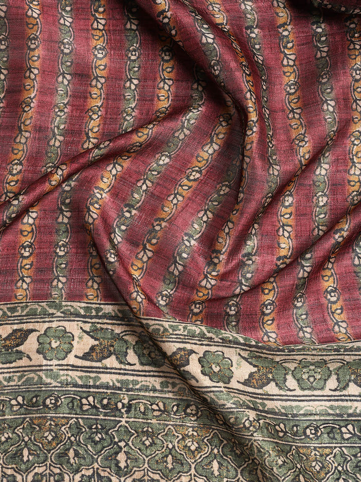 Printed Tussar Unstitched Suit With Dupatta