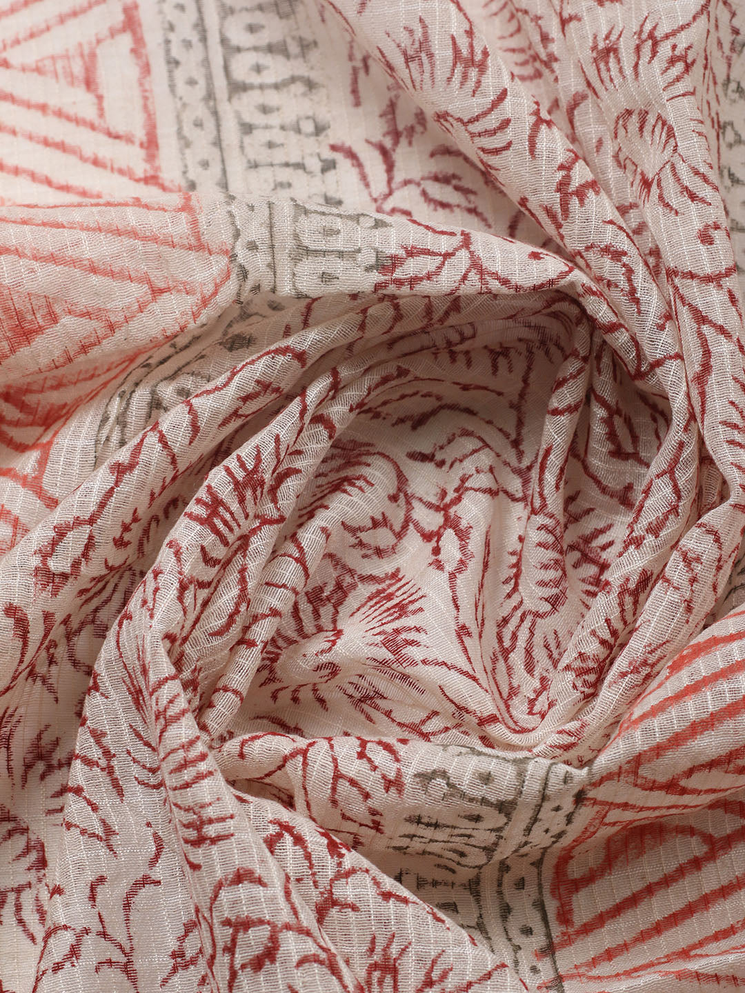 Printed Cotton Blend Unstitched Suit With Pant &amp; Dupatta