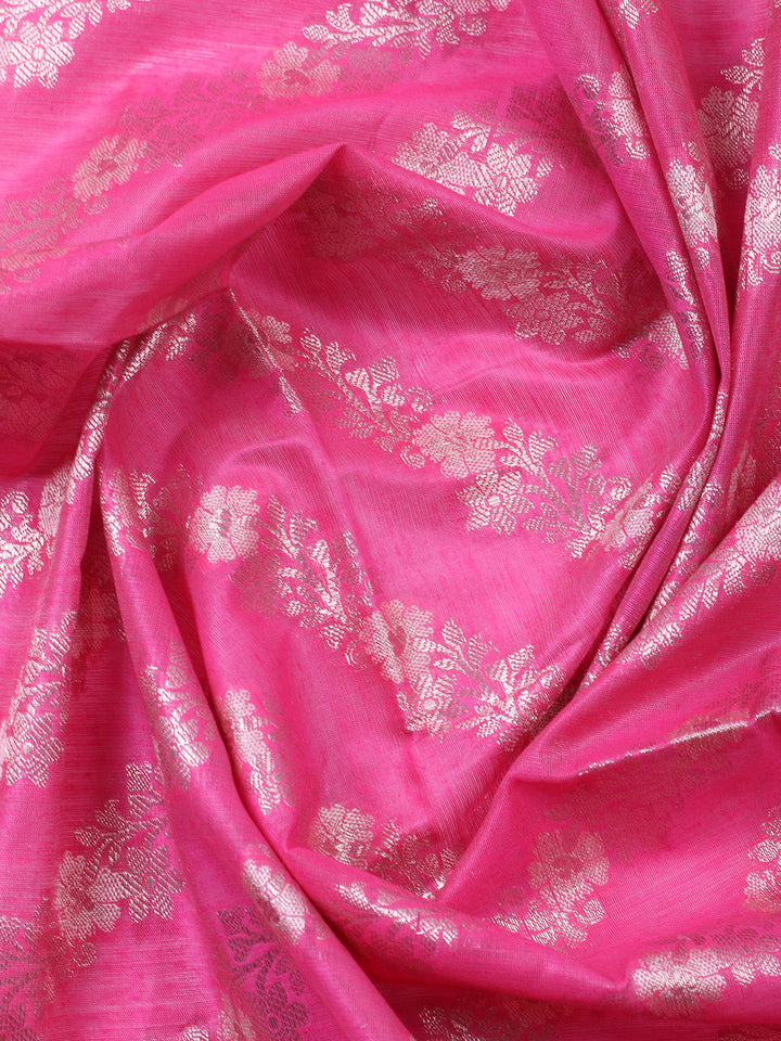 Woven Design Chanderi Unstitched Suit With Pant &amp; Dupatta